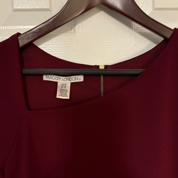 MAGGY LONDON ASYMMETRICAL NECKLINE SHEATH DRESS - Picture 2 of 8